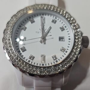 ToyWatch Women's White Crystal Bezel Watch